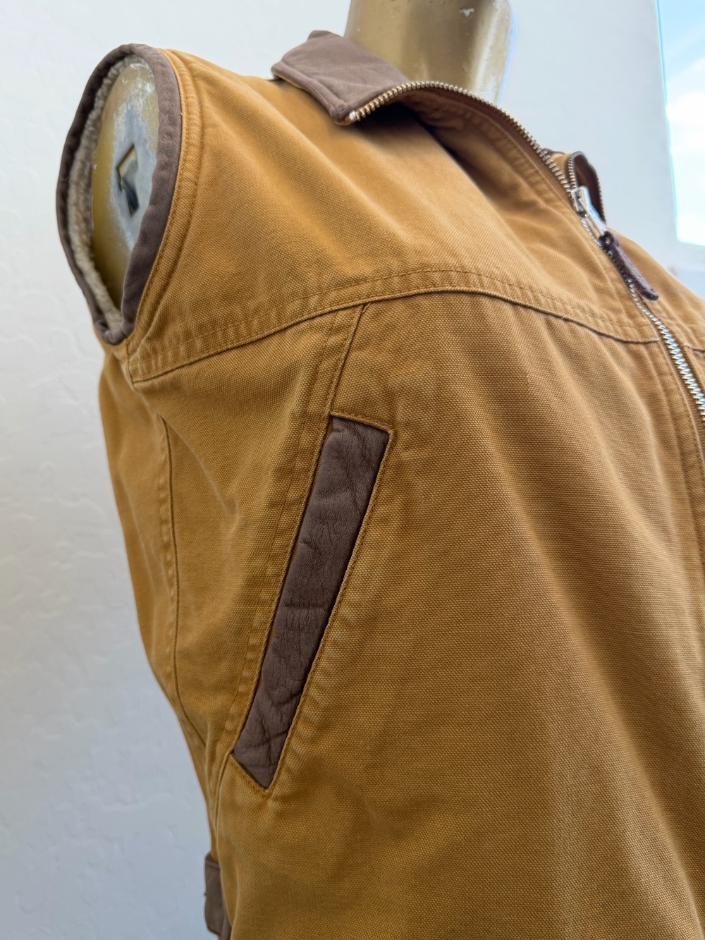 Y2K Vintage Early Winters Sherpa Lined Organic Cotton Canvas Vest size XS - Picture 4 of 15